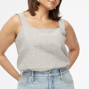 J. Crew Striped Linen Gray and White Tank Top sz 2X